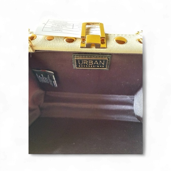 Urban Expressions Gold Studded Clutch with Detachable Strap - Picture 4 of 5